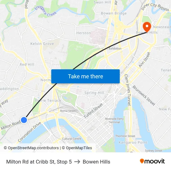 Milton Rd at Cribb St, Stop 5 to Bowen Hills map