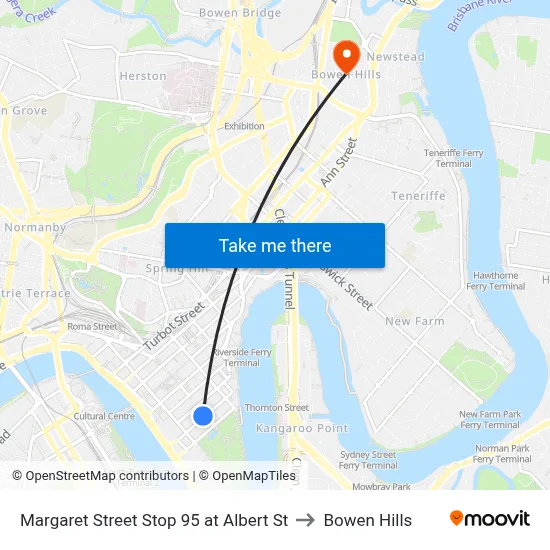 Margaret Street Stop 95 at Albert St to Bowen Hills map