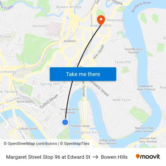 Margaret Street Stop 96 at Edward St to Bowen Hills map