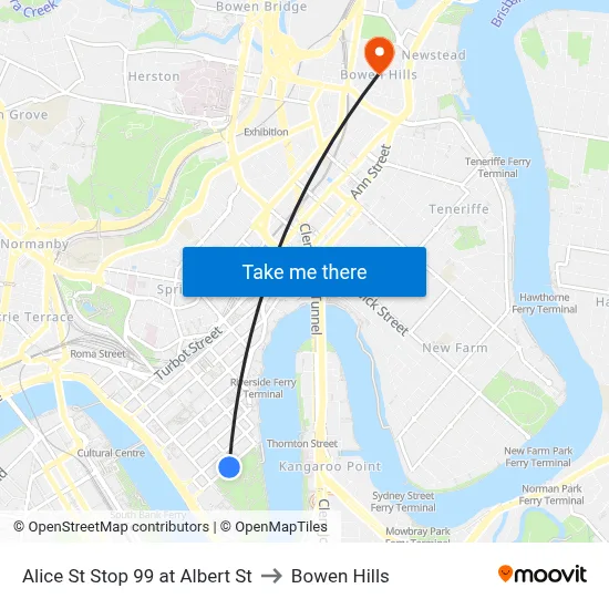 Alice St Stop 99 at Albert St to Bowen Hills map