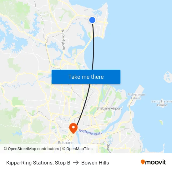 Kippa-Ring Stations, Stop B to Bowen Hills map