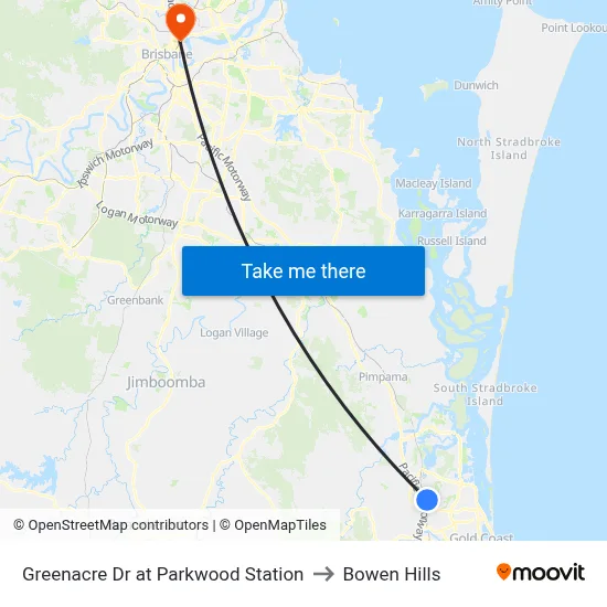 Greenacre Dr at Parkwood Station to Bowen Hills map