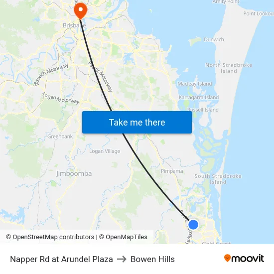 Napper Rd at Arundel Plaza to Bowen Hills map
