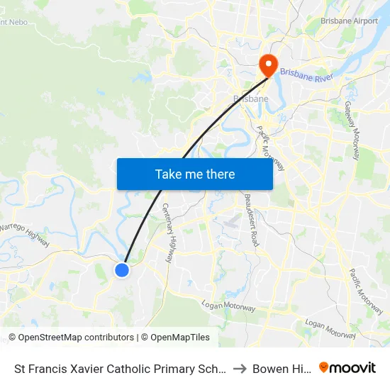 St Francis Xavier Catholic Primary School to Bowen Hills map