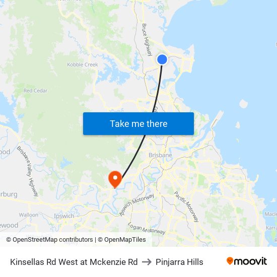 Kinsellas Rd West at Mckenzie Rd to Pinjarra Hills map