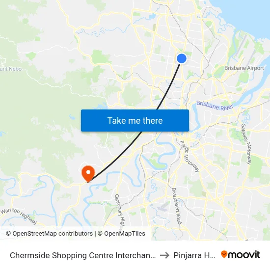 Chermside Shopping Centre Interchange H to Pinjarra Hills map