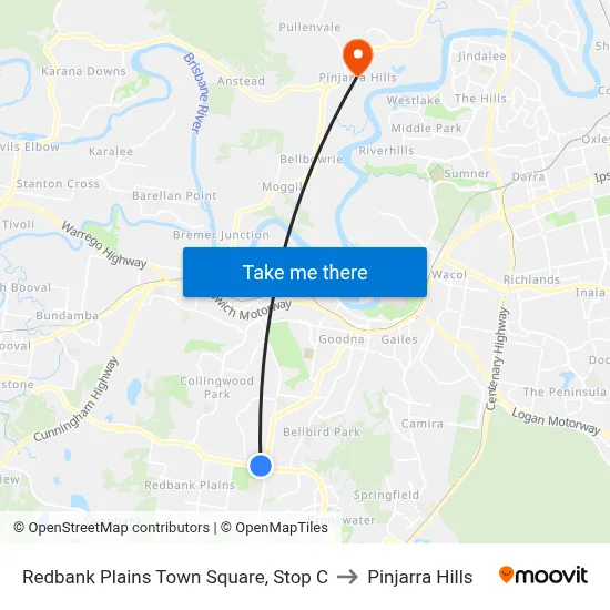 Redbank Plains Town Square, Stop C to Pinjarra Hills map