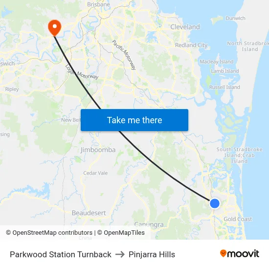 Parkwood Station Turnback to Pinjarra Hills map