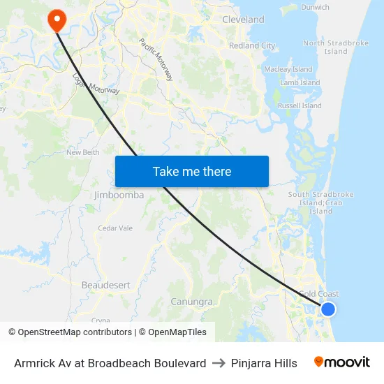 Armrick Av at Broadbeach Boulevard to Pinjarra Hills map
