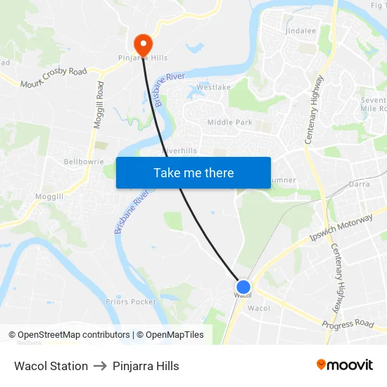 Wacol Station to Pinjarra Hills map