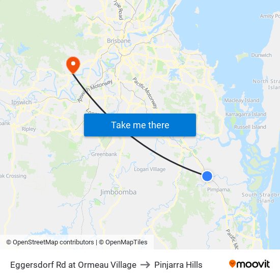 Eggersdorf Rd at Ormeau Village to Pinjarra Hills map