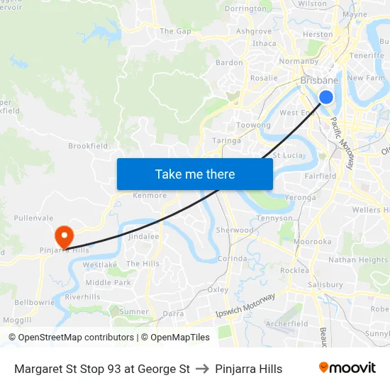 Margaret St Stop 93 at George St to Pinjarra Hills map