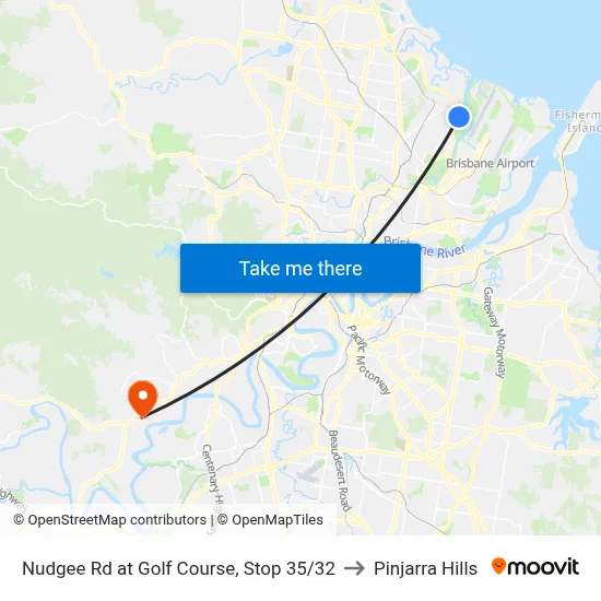 Nudgee Rd at Golf Course, Stop 35/32 to Pinjarra Hills map