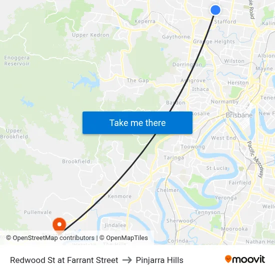 Redwood St at Farrant Street to Pinjarra Hills map