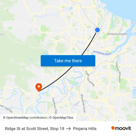 Ridge St at Scott Street, Stop 18 to Pinjarra Hills map