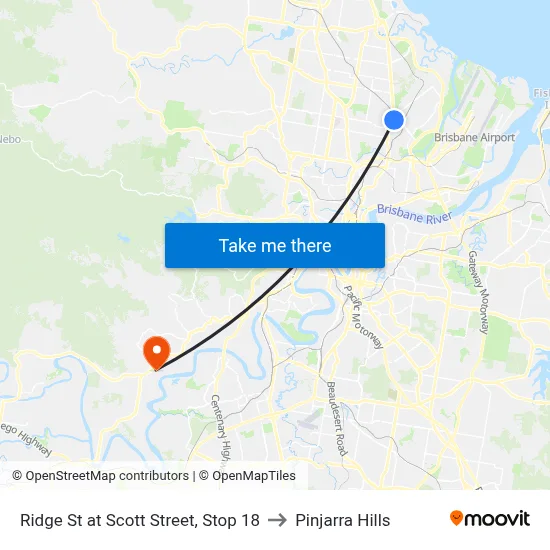 Ridge St at Scott Street, Stop 18 to Pinjarra Hills map