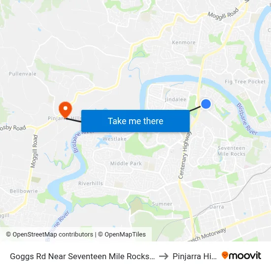 Goggs Rd Near Seventeen Mile Rocks Rd to Pinjarra Hills map