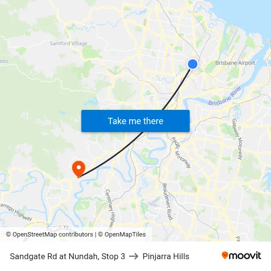 Sandgate Rd at Nundah, Stop 3 to Pinjarra Hills map