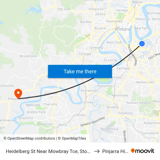 Heidelberg St Near Mowbray Tce, Stop 14 to Pinjarra Hills map