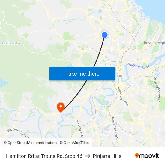 Hamilton Rd at Trouts Rd, Stop 46 to Pinjarra Hills map