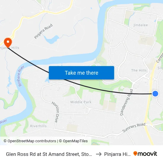 Glen Ross Rd at St Amand Street, Stop 53 to Pinjarra Hills map