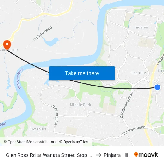 Glen Ross Rd at Wanata Street, Stop 54 to Pinjarra Hills map
