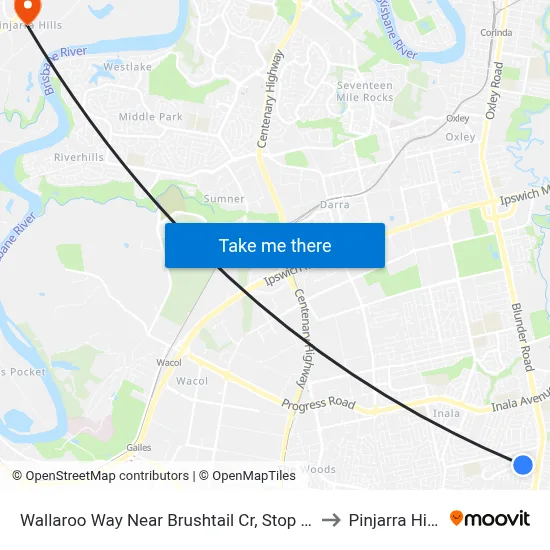 Wallaroo Way Near Brushtail Cr, Stop 61 to Pinjarra Hills map