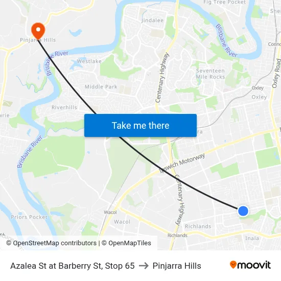 Azalea St at Barberry St, Stop 65 to Pinjarra Hills map