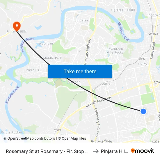 Rosemary St at Rosemary - Fir, Stop 73 to Pinjarra Hills map