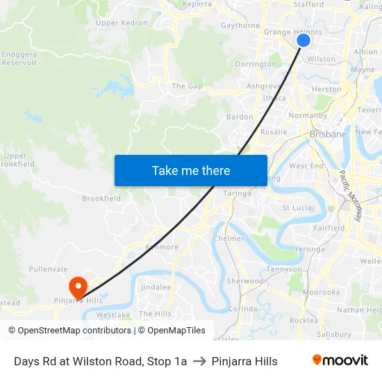Days Rd at Wilston Road, Stop 1a to Pinjarra Hills map