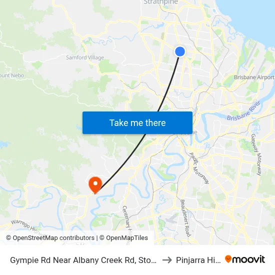 Gympie Rd Near Albany Creek Rd, Stop 42 to Pinjarra Hills map