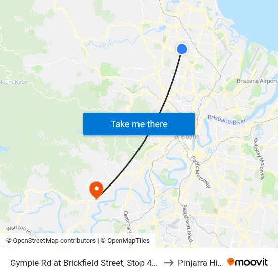 Gympie Rd at Brickfield Street, Stop 45/44 to Pinjarra Hills map