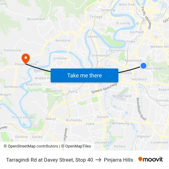 Tarragindi Rd at Davey Street, Stop 40 to Pinjarra Hills map