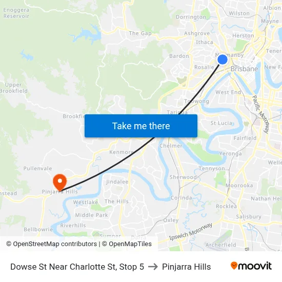 Dowse St Near Charlotte St, Stop 5 to Pinjarra Hills map