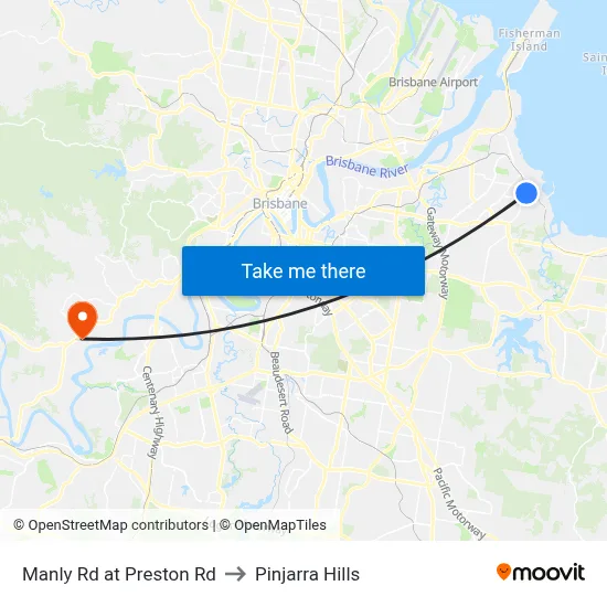 Manly Rd at Preston Rd to Pinjarra Hills map