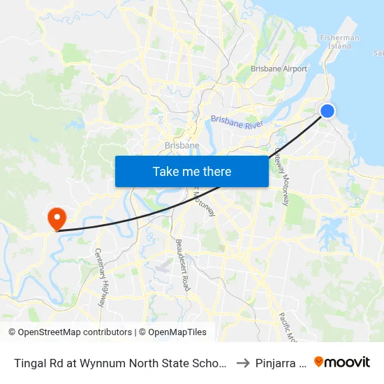 Tingal Rd at Wynnum North State School, Stop 10/5 to Pinjarra Hills map