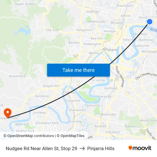 Nudgee Rd Near Allen St, Stop 29 to Pinjarra Hills map