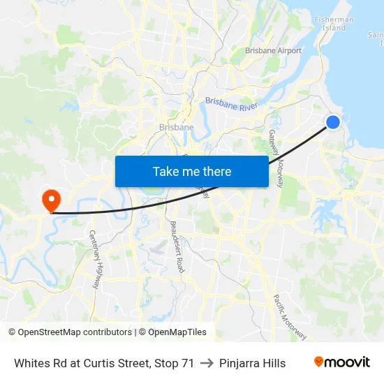 Whites Rd at Curtis Street, Stop 71 to Pinjarra Hills map