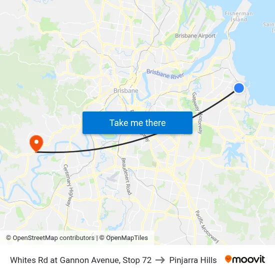 Whites Rd at Gannon Avenue, Stop 72 to Pinjarra Hills map