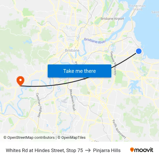 Whites Rd at Hindes Street, Stop 75 to Pinjarra Hills map