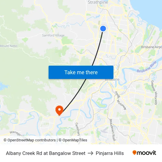 Albany Creek Rd at Bangalow Street to Pinjarra Hills map