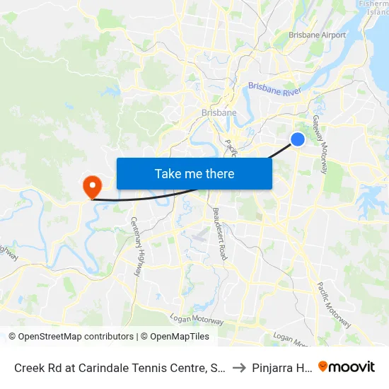 Creek Rd at Carindale Tennis Centre, Stop 46 to Pinjarra Hills map