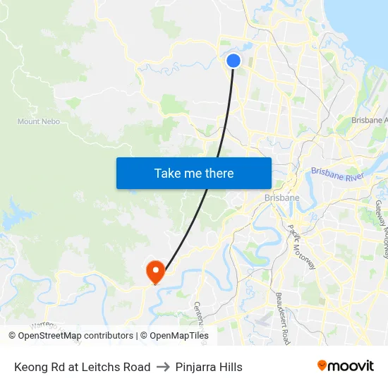 Keong Rd at Leitchs Road to Pinjarra Hills map
