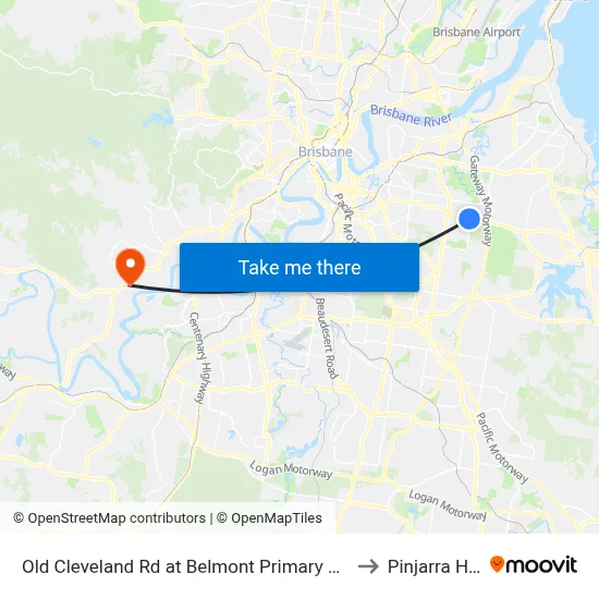Old Cleveland Rd at Belmont Primary School to Pinjarra Hills map