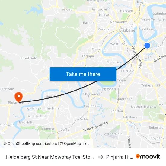 Heidelberg St Near Mowbray Tce, Stop 14 to Pinjarra Hills map