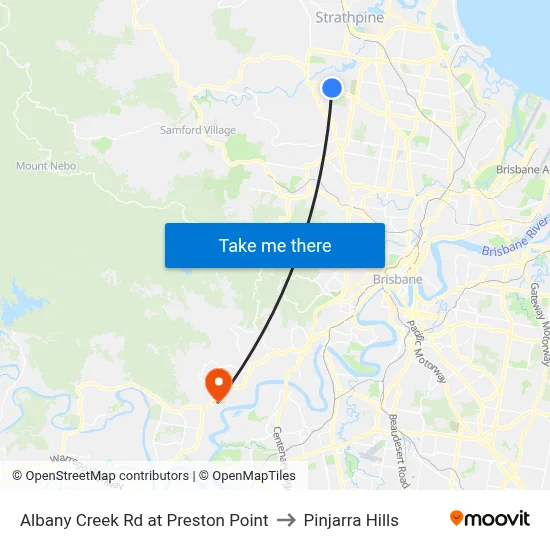 Albany Creek Rd at Preston Point to Pinjarra Hills map