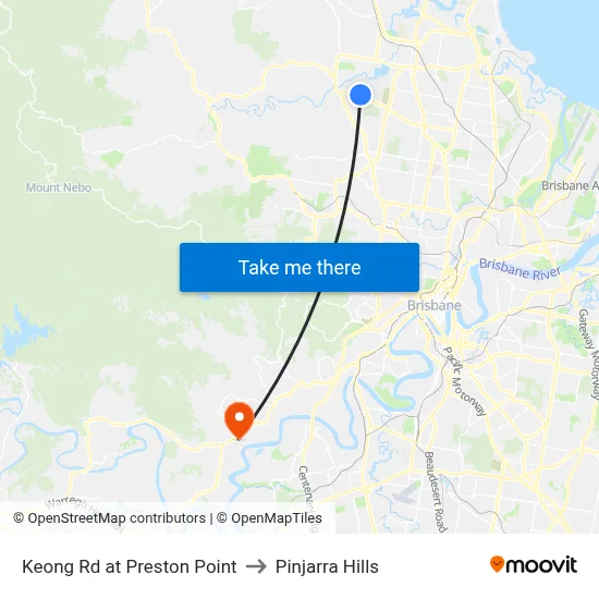 Keong Rd at Preston Point to Pinjarra Hills map