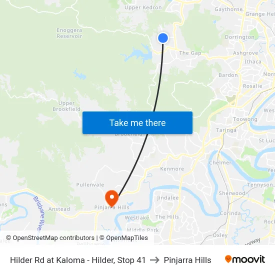 Hilder Rd at Kaloma - Hilder, Stop 41 to Pinjarra Hills map