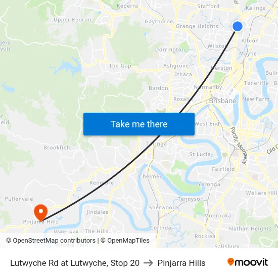 Lutwyche Rd at Lutwyche, Stop 20 to Pinjarra Hills map