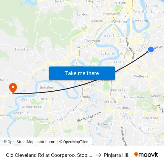 Old Cleveland Rd at Coorparoo, Stop 23 to Pinjarra Hills map
